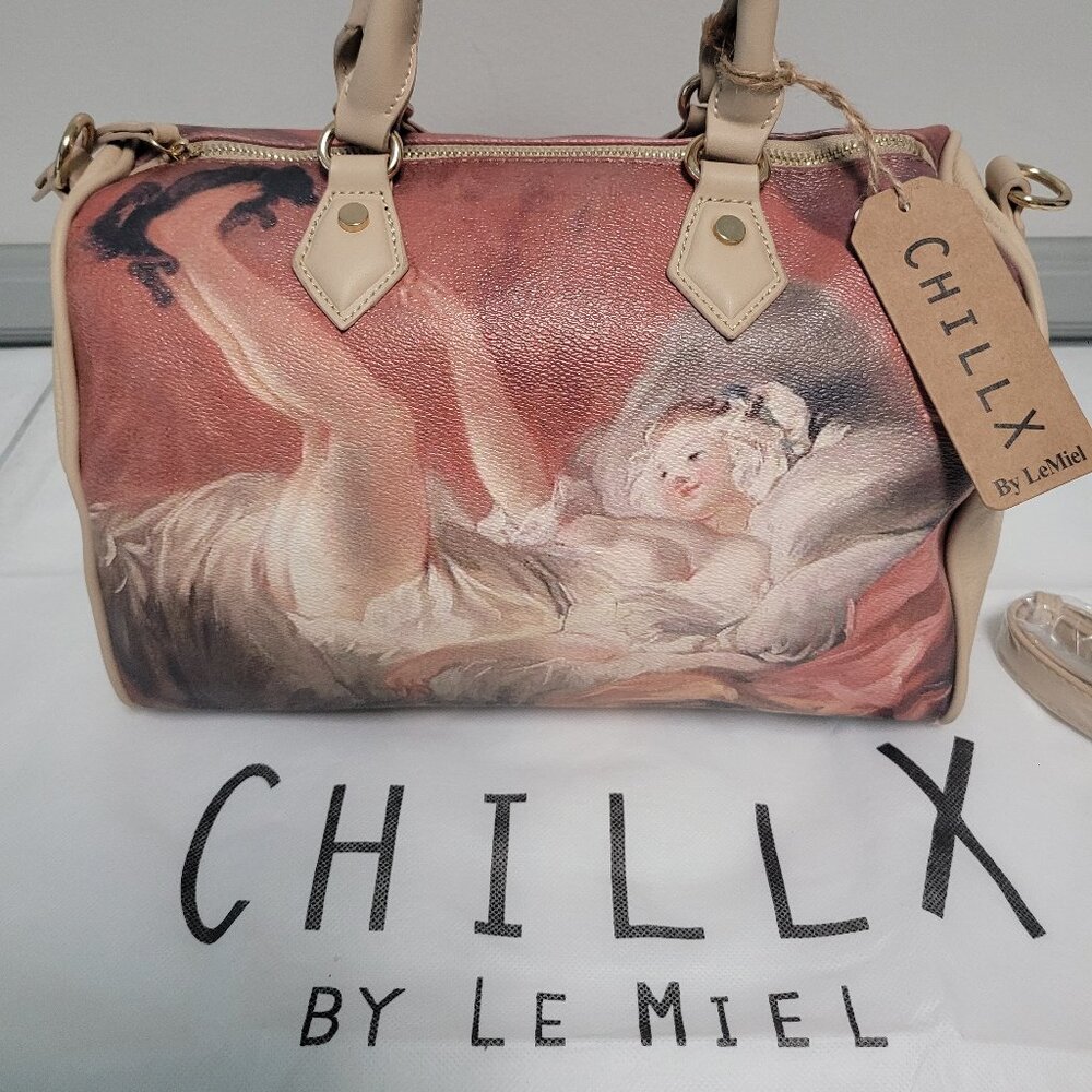 Artistic Print "Danae" Faux Leather Duffle Bag #BG